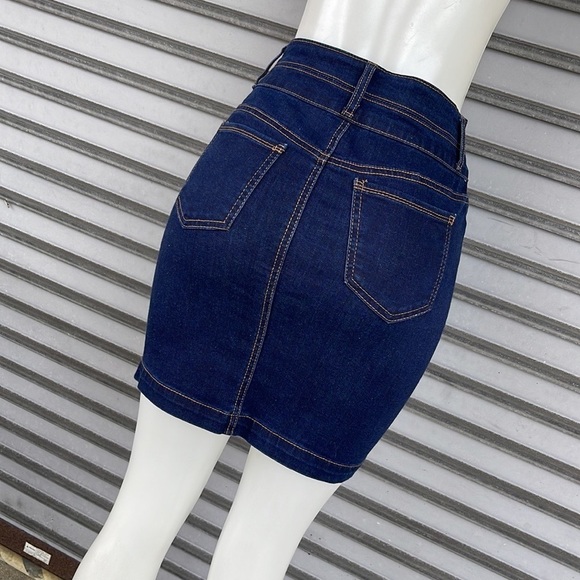 Women’s Wax Jean Los Angeles Denim High Waist Pencil Mini Button Skirt Size S - Picture 5 of 8